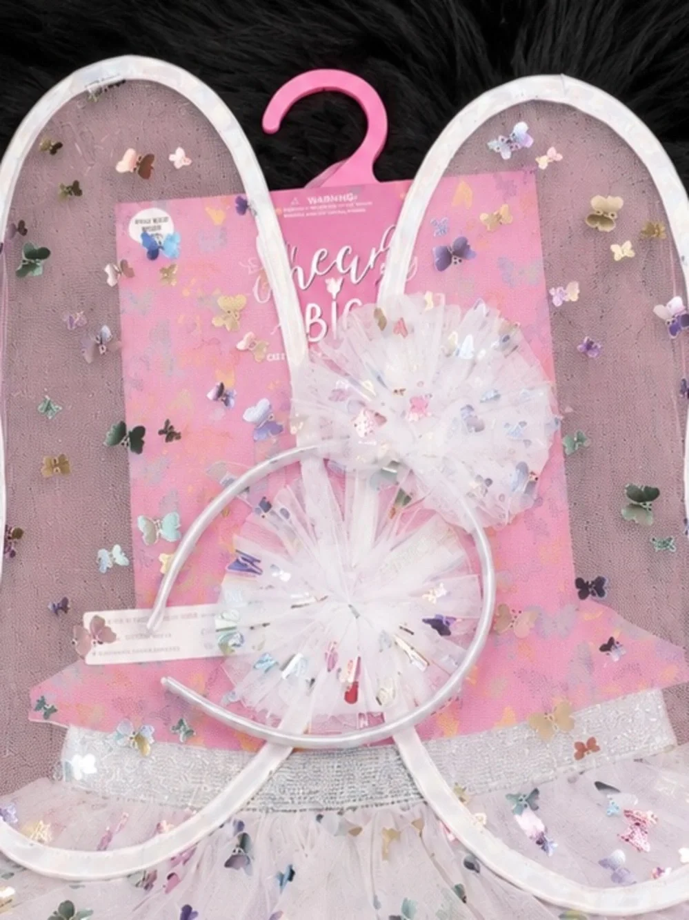 NWT Girls 3-Piece Butterfly Fairy Costume Set – Wings, Tutu & Headband